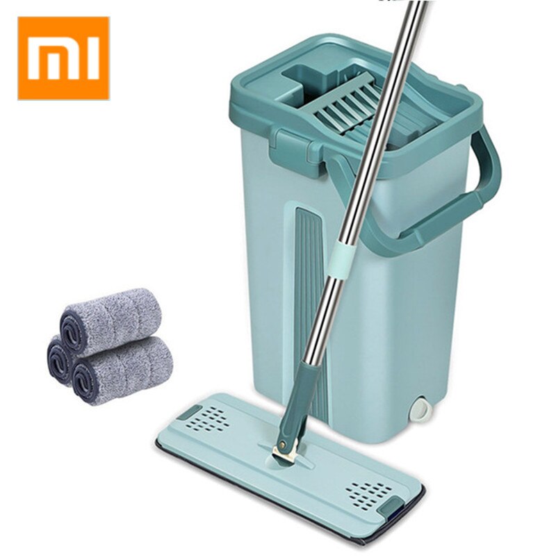 XIAOMI Mijia bezdotykowy wycierać płaskie myjki podłogowe mopy wiadro samozaciskające wycisnąć dwustronnie czyszczenie gospodarstwa domowego automatyczne suszenie
