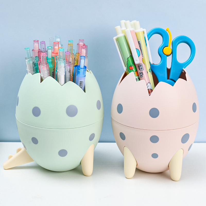 Kawaii Dinosaur Egg Multifunction Pen Holder Desk Storage Accessories Cosmetic Organizer School Office Supplies Stationery