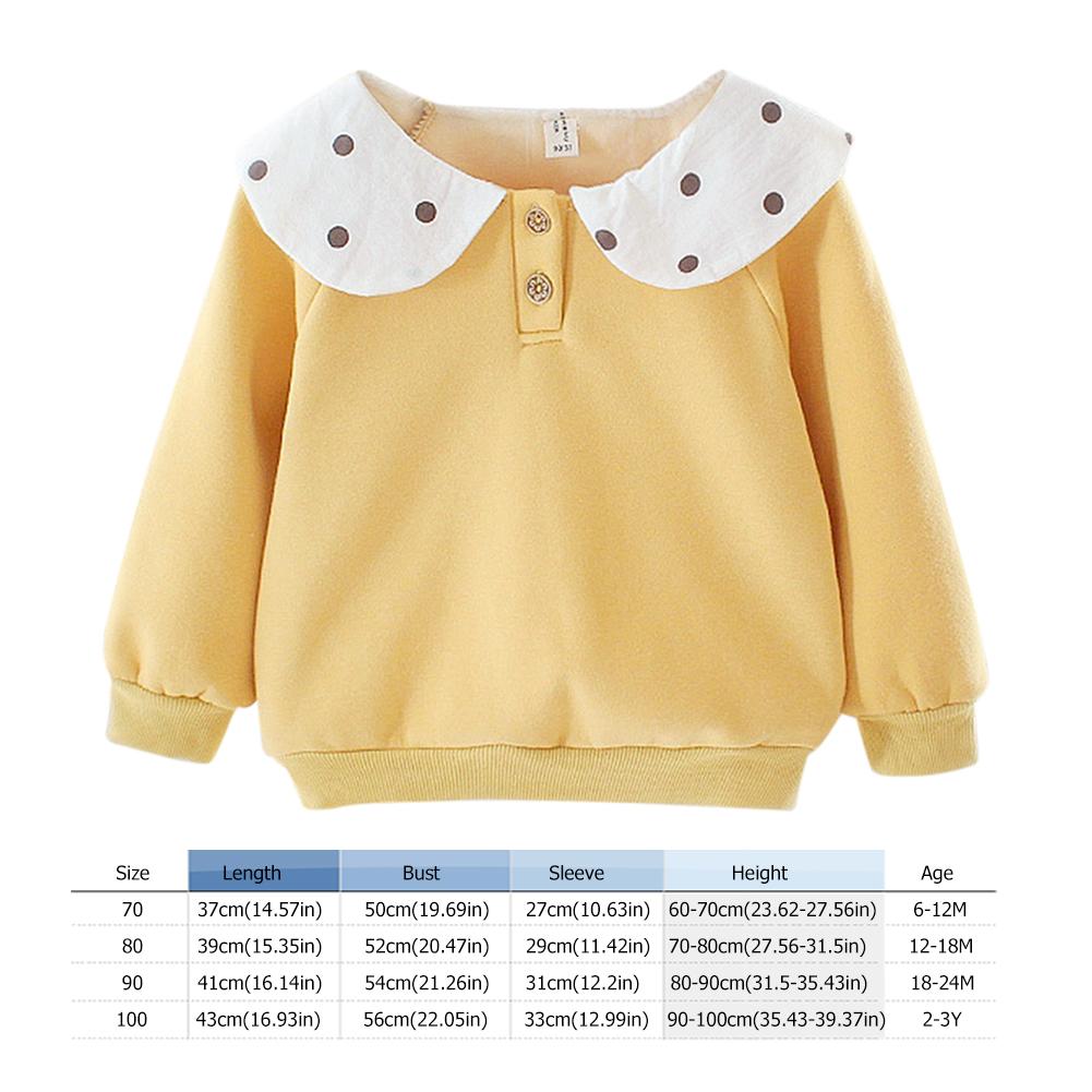 Baby flickor tröja klassisk delikat baby flickor långärmad lotus krage dot fleece varm vinter härlig tröja