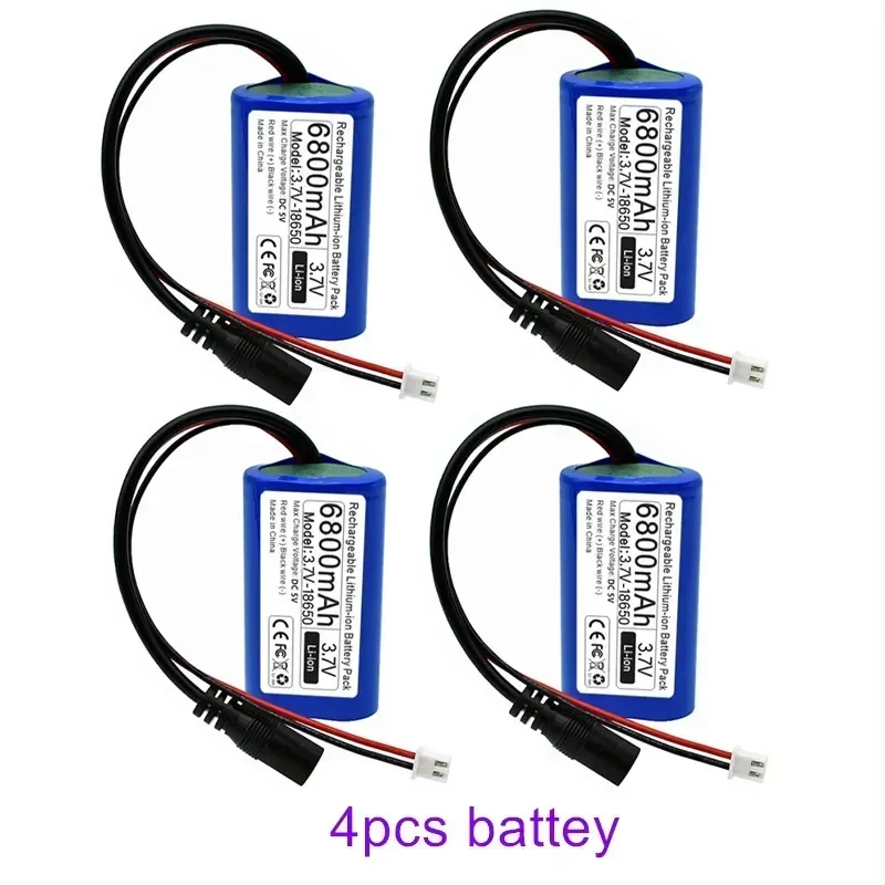 3.7V 6800mAh 18650 Li-ion rechargeable battery pack For Fishing LED Light megaphone speaker Emergency toy battery+XH2.54-2P Plug: other