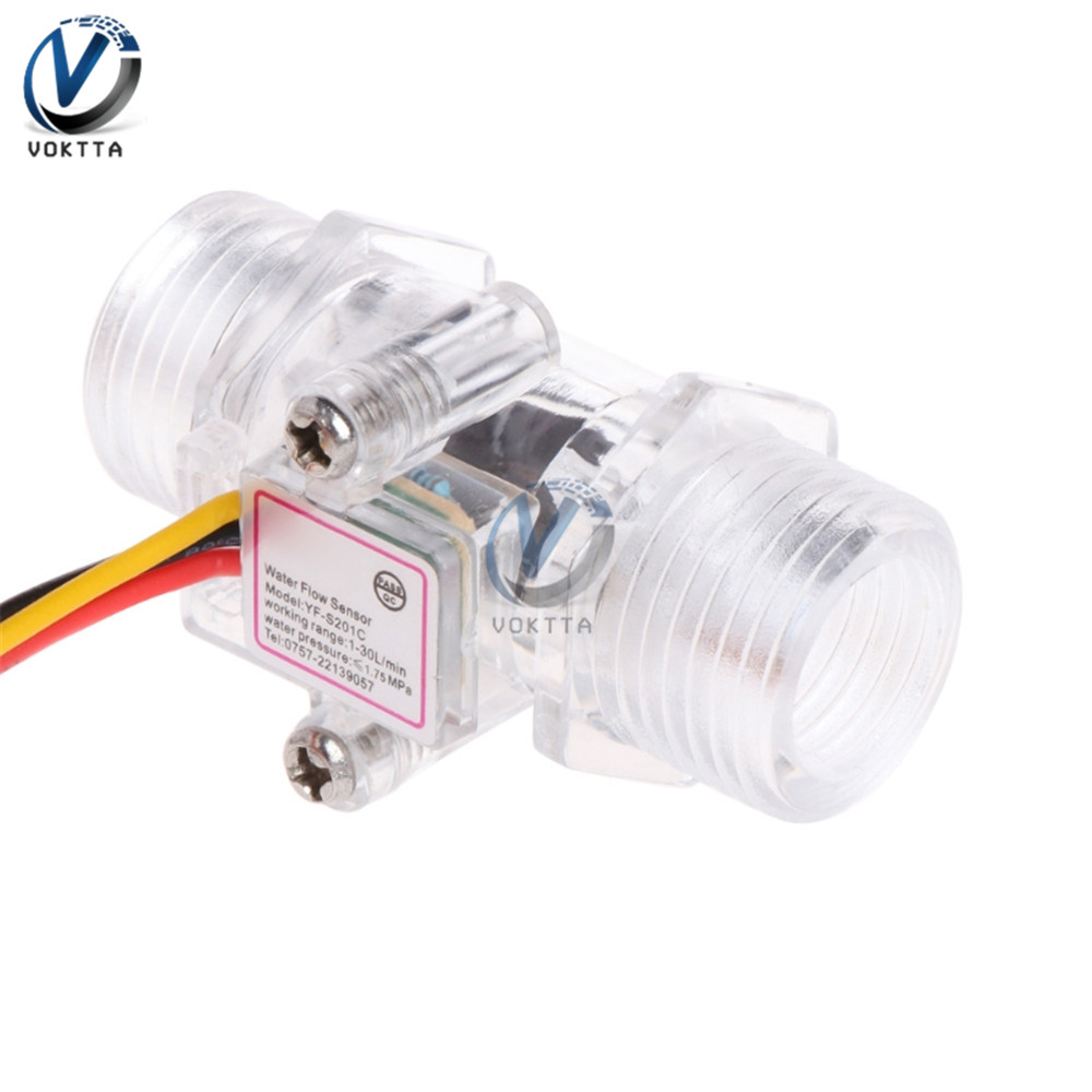DC 12V DN15 Transparent Water Flow Sensor 5V G1/2" Flow Meter Measurement Hall Flow Sensor Indicator Counter Water Flow Sensor