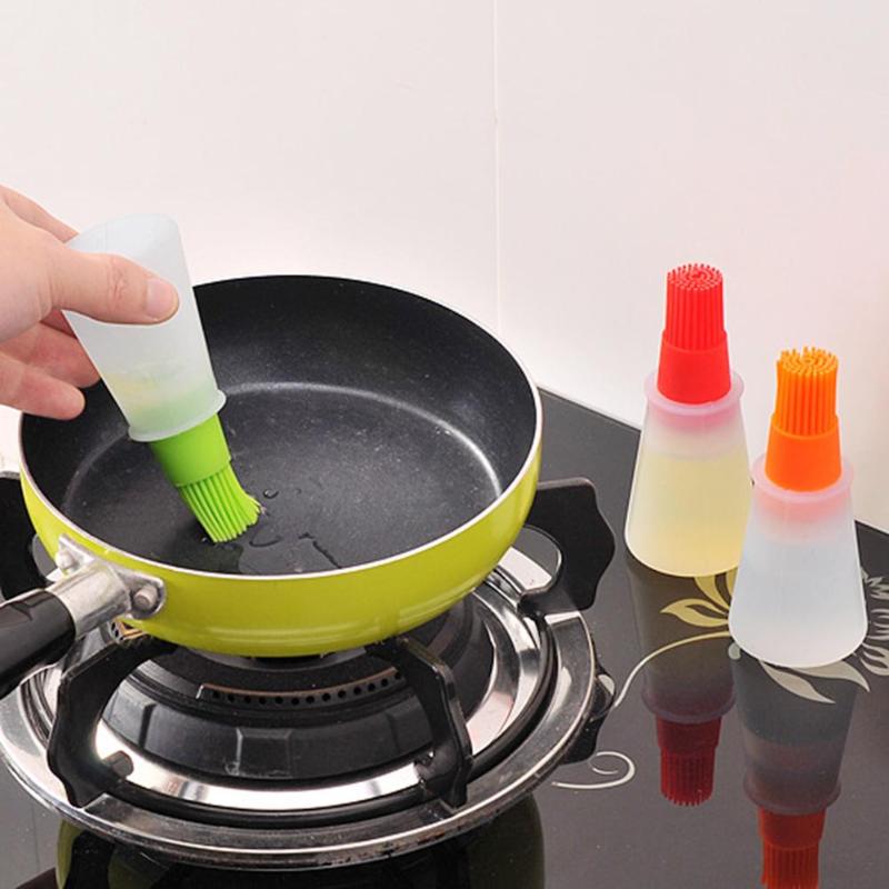 1 Pcs Portable Silicone Oil Bottle With Brush Grill Oil Brushes Liquid Oil Pastry Kitchen Baking BBQ Tool Kitchen Tools For BBQ