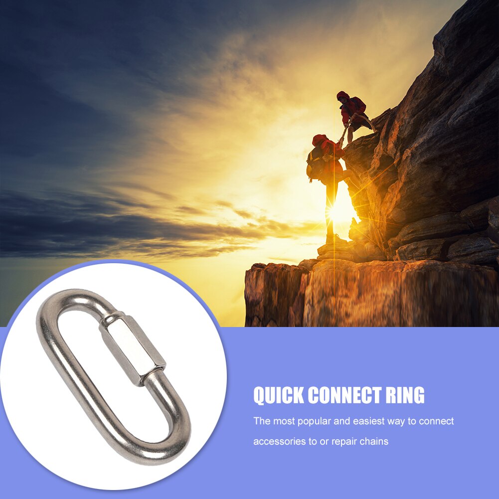 Multifunctional Stainless Steel Screw Lock Quick Links Climbing Gear Carabiner Safety Snap Hook Chain Connecting Ring Buckle