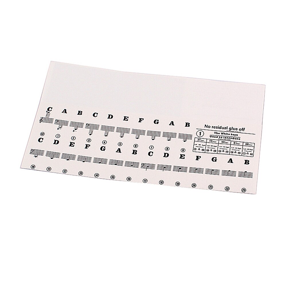 Keyboard Piano Key Note Stickers Musical Enjoyable Instrument Removable Electronic Supplies for 37 49 54 61 88 Keys