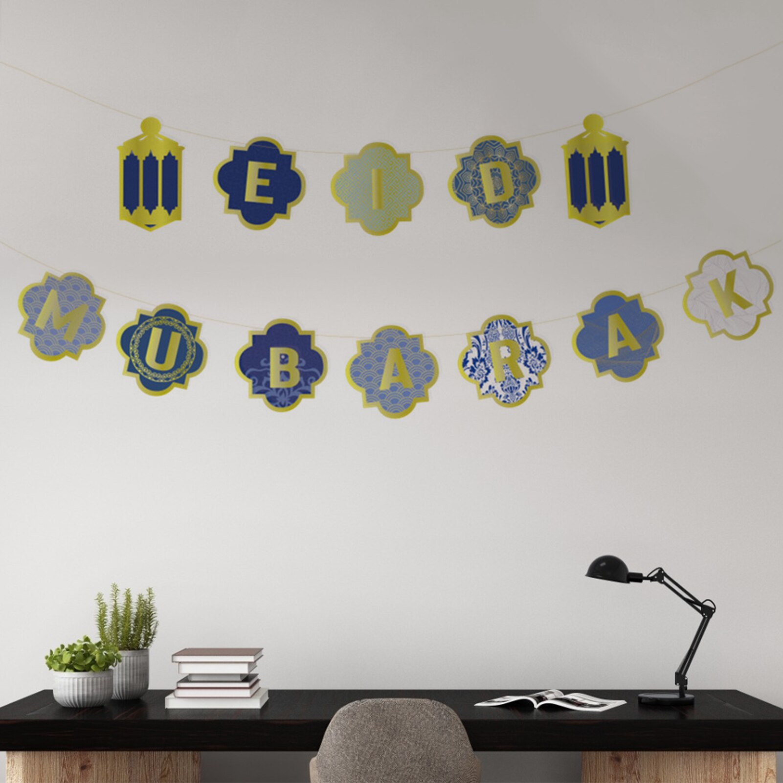 Eid Mubarak Letters Banner Paper Bunting Eid Mubarak Sign Garland Party Props Islamic Muslim Mubarak Ramadan Party Decoration