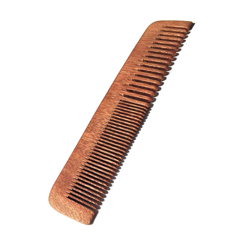 Peine de madera de sándalo 2 en 1 para hombre, combinación de dientes finos gruesos y anchos, herramienta de estilismo de peluquería de cabeza Vintage portátil