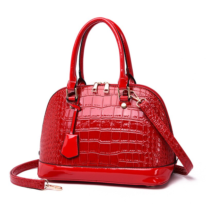 Acelure Effen Kleur Shell Tas Voor Vrouwen Mode Krokodil Patroon Pu Lederen Dames Schoudertas Handtas Winkelen: Rood