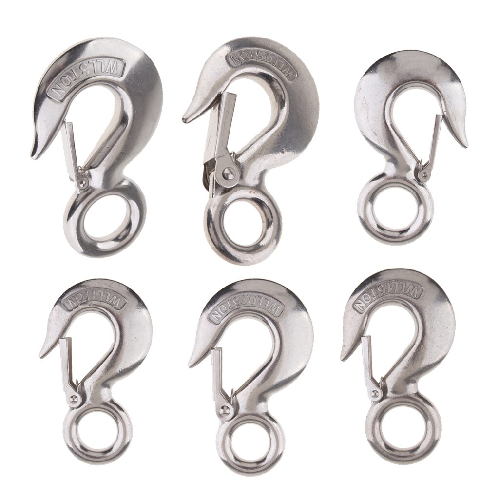 Marine Stainless Steel Clevis Hook Spring Loaded Safety Latch Universal for Winch Cable ,Tow Crane Lift