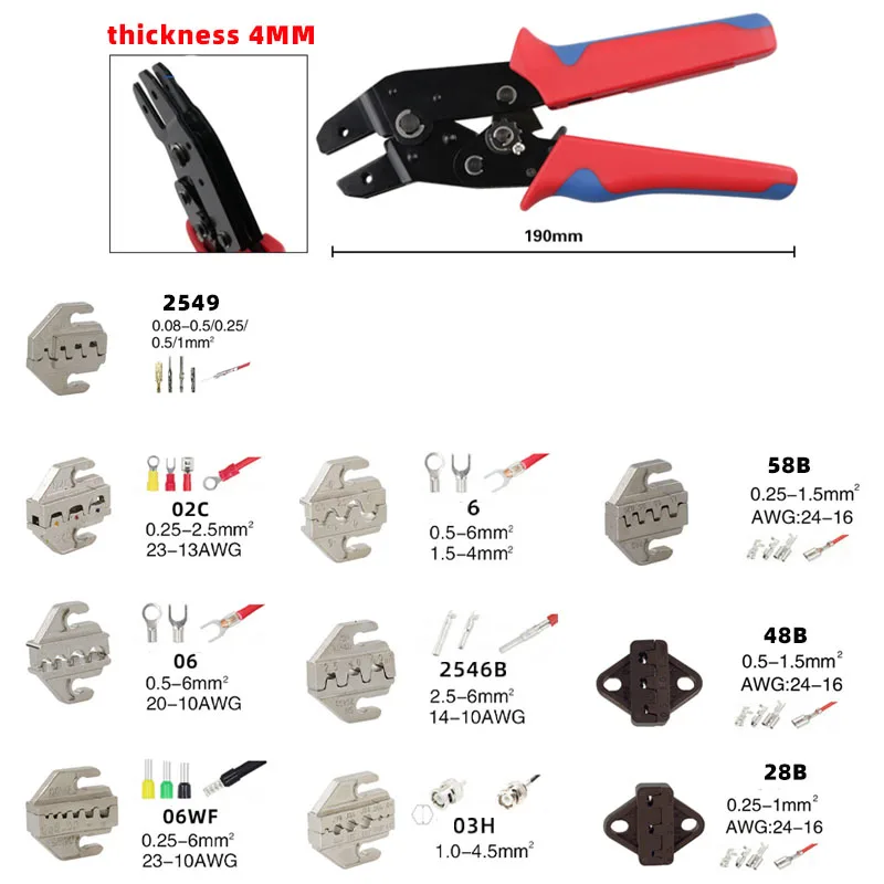 SN-serie krimptangkaak voor veerklemmen Blote aansluitingen Geïsoleerde aansluitingen 58B 2549 02C 06WF 2546B 58B 06