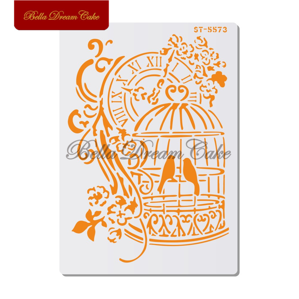 Kopp/klocka/nyckelmönster tårta stencil plast lager stenciler för gör-det-själv scrapbooking rita stenciler heminredningsmall