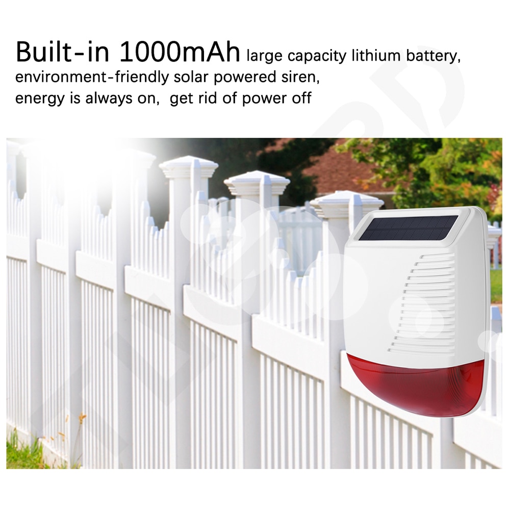 TUGARD SN40-sirena Solar inalámbrica para exteriores, luz estroboscópica de Flash, impermeable, sistema de alarma antirrobo de seguridad para el hogar, 433MHz