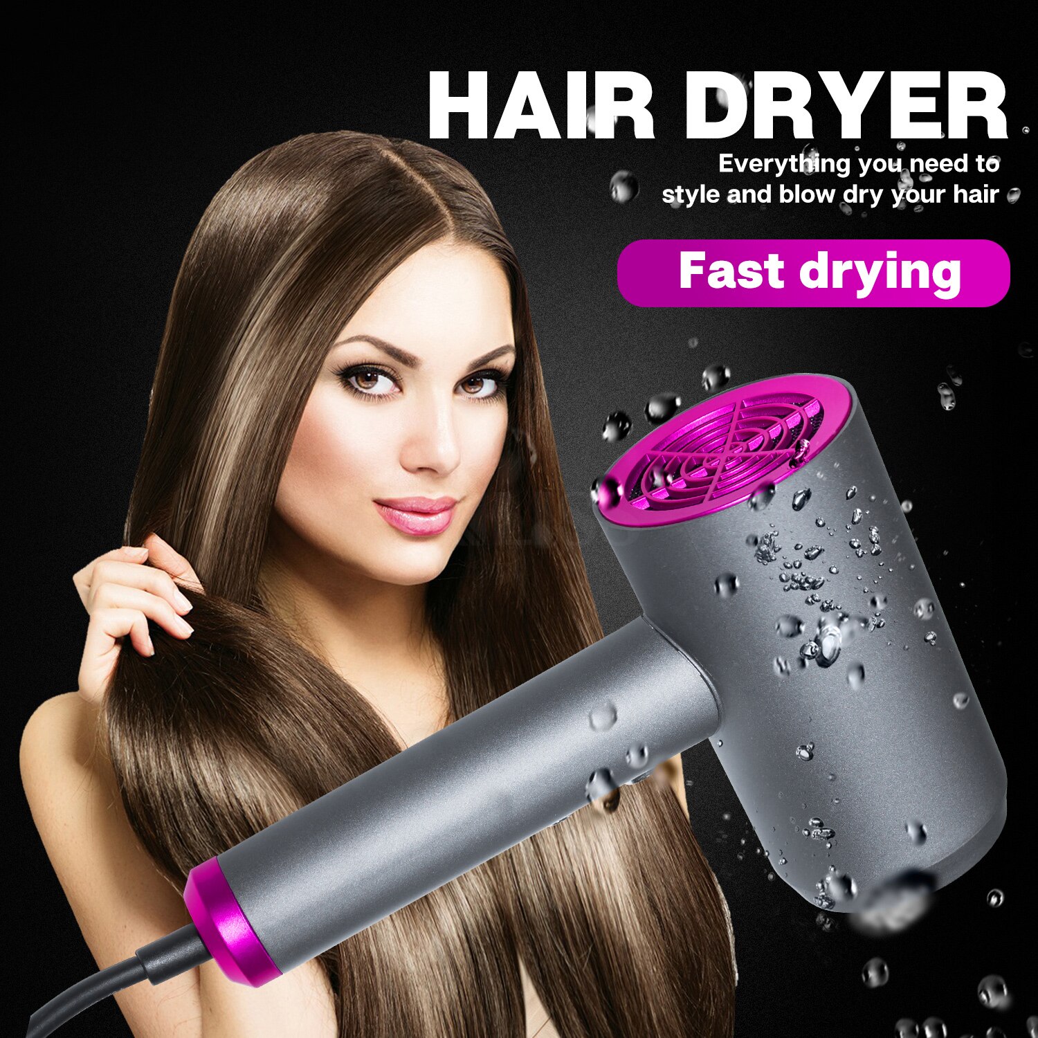 Electric Hair Dryer Strong Wind Multifunctional Hair Dry Blower Straightening Negative Ion Hair Care 1000W Powerful Blow Dryer