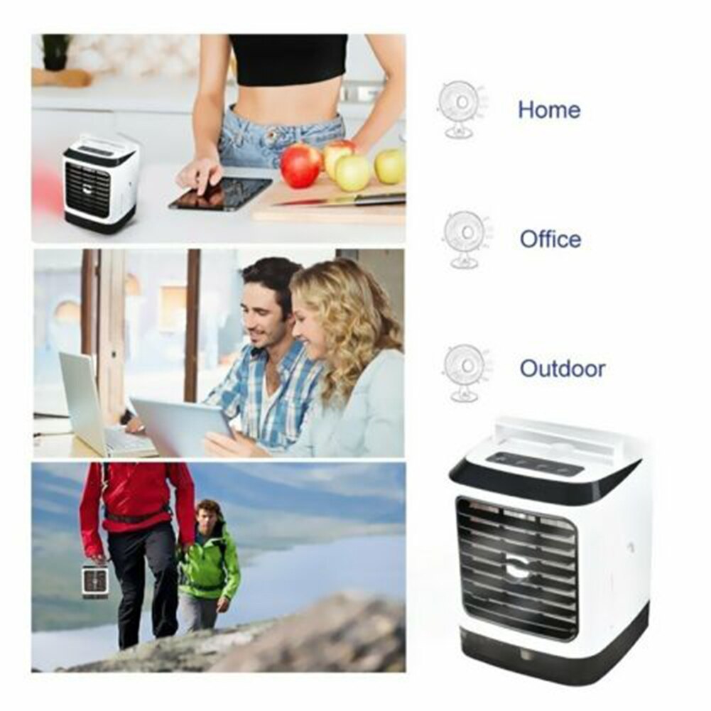 Portable Mini Air Conditioner Water Cool Cooling Fan Cooler Humidifier for Home HVAC Systems & Parts 15x15.2x18.5cm WWO66
