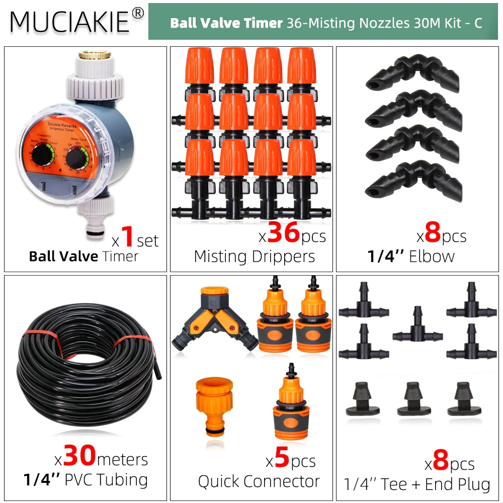 10-50m orange justerbare tågevandingssystem automatisk havevanding kølesæt 1/4 '' pvc hovedledningsslange have: Grøn