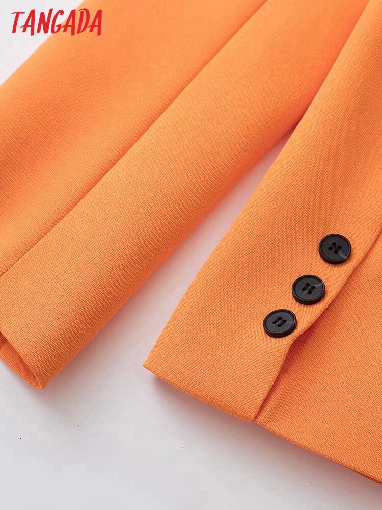 Tangada-Chaqueta naranja Lisa para mujer, abrigo Vintage con bolsillo y cuello con muescas, Tops Chic informales a la 3H459, 2022