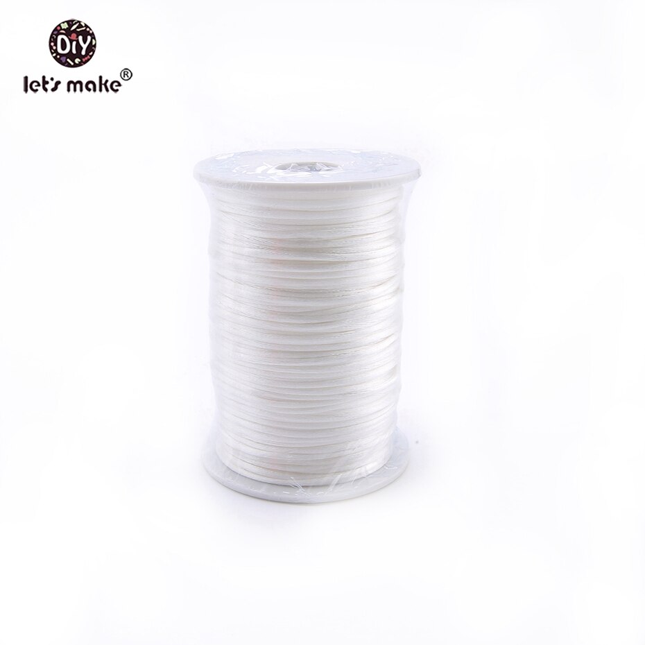 Lad os lave stærke flettet satin nylon snor reb diy gør fund perler tråd 2mm snor til tænder sensoriske beaded legetøj: Hvid