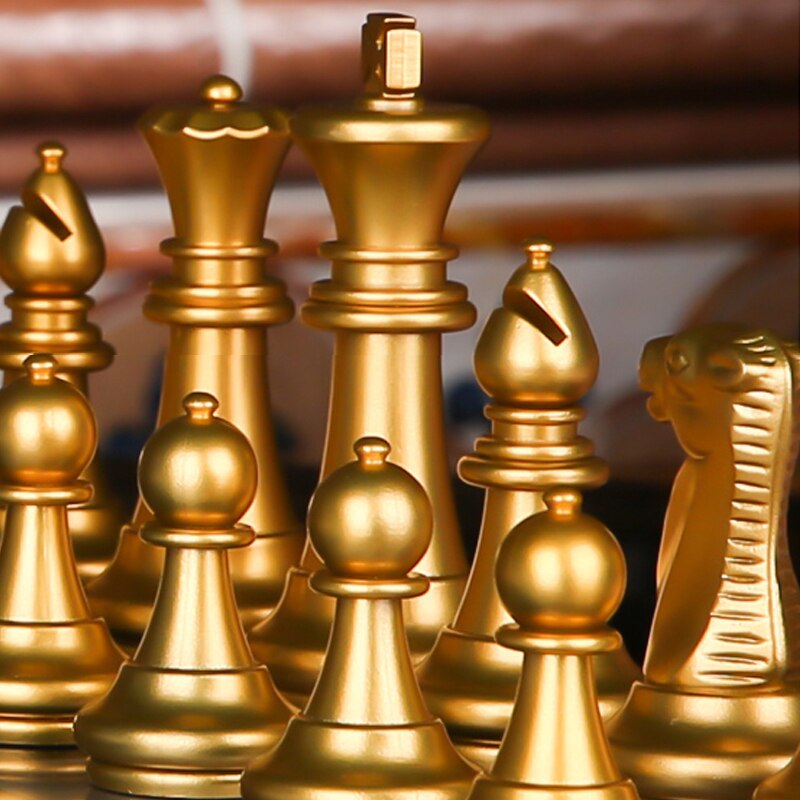 Middelalderligt skak sæt med skakbræt 32 guld sølv skakbrikker magnetisk brætspil skak figur sæt