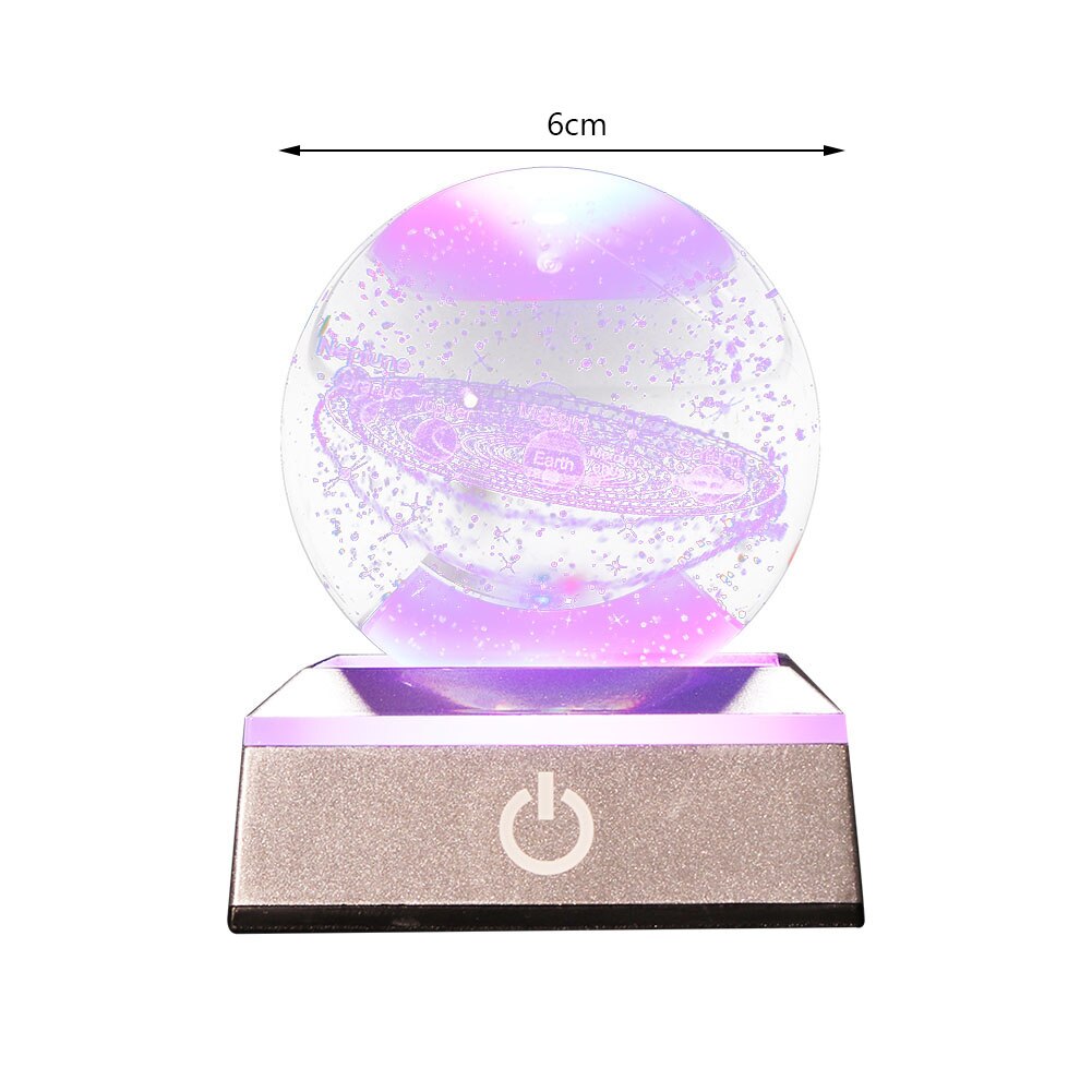 Crystal Ball Solar System Sun System Ball with LED Light Planets Constellation Ornaments Collection Home Decor: Silver LED