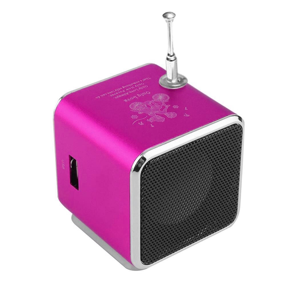 Td V26 – Mini lecteur Mp3 de musique numérique, caisson de basses, Led, son stéréo FM, batterie Portable, USB, Micro SD TF, haut-parleur, rouge, rose, vert: Rose