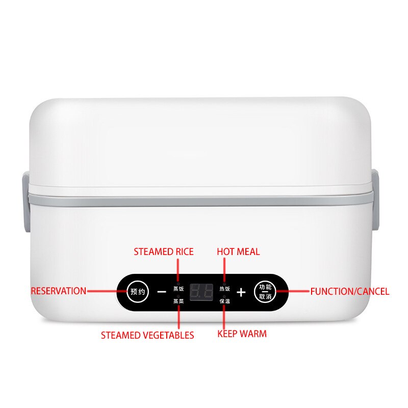 Stainless Steel Electric Lunch Box Thermal Heating Food Steamer Cooking Container Portable Office Mini Triming Rice Cooker: one layer / US
