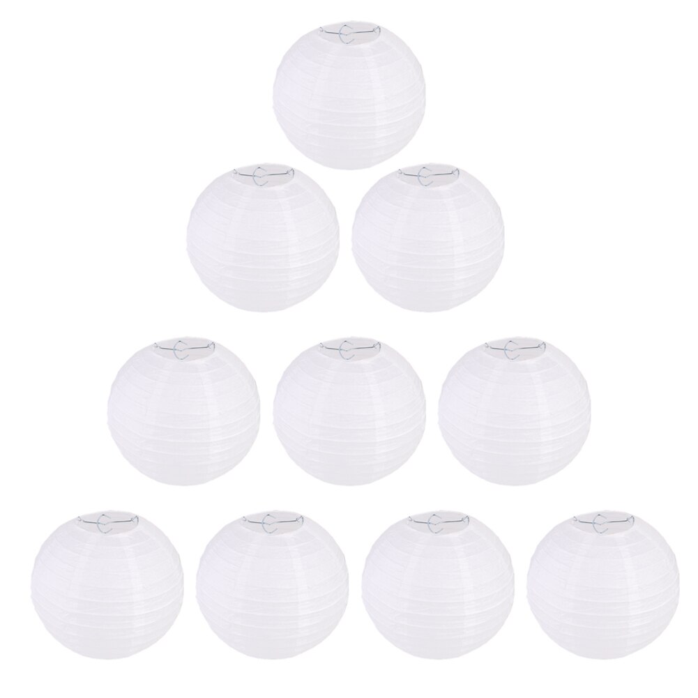 10pcs/lot White Chinese Paper Lanterns Ball 20cm 30cm Hanging Round Lantern for Wedding Birthday Party Eid Ramadan Decorations