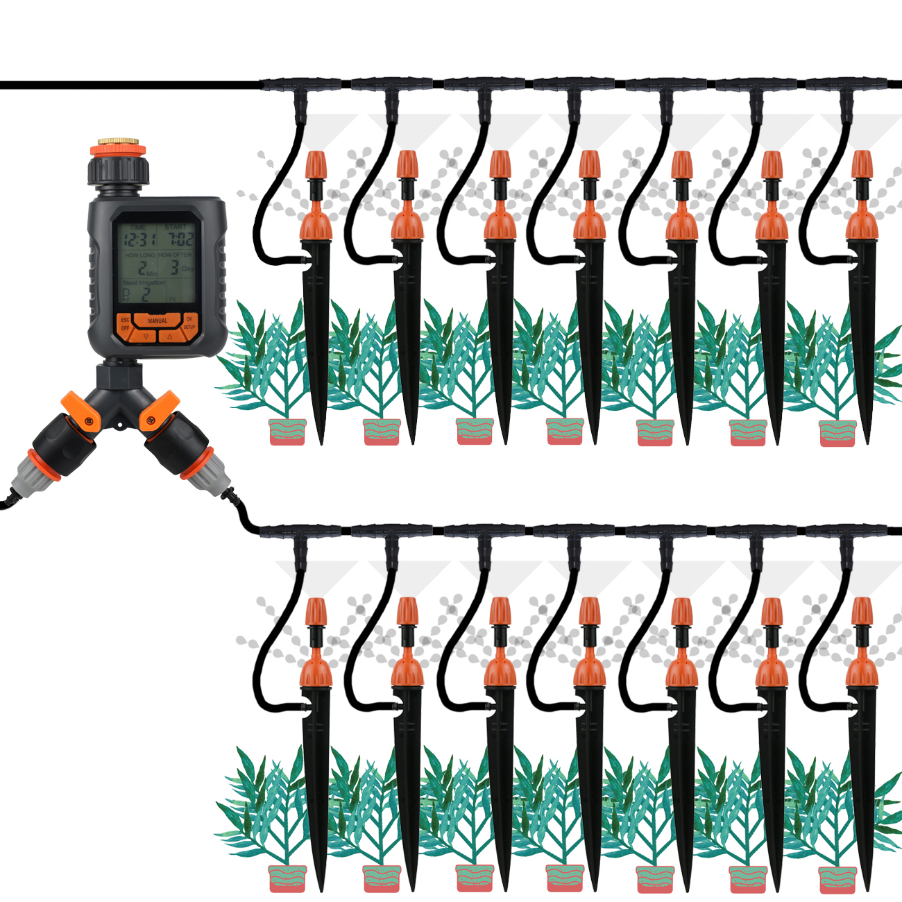 KESLA Tuin Micro Druppelirrigatiesysteem Kit 1/4 ''Dripper Sprinkler Automatische Watering Kit voor Pot Bonsai Balkon Kas