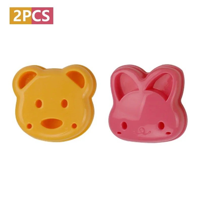 Sandwich Mould Bear Mini Cartoon Cute Bear Rabbit Car Sandwich Sealer Kids Bento Lunch Mold Cookie Cutter Baking Pastry Tools: light yellow