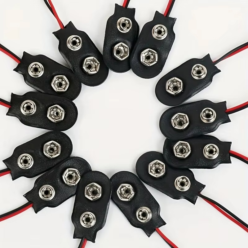 10 Stück 9 V Batterie-Clips, 10 cm, Schwarz, Rot, 2-Draht-Kabel-Verbindung, Anschluss, Schnalle, 9 Volt, Batterie-Clip-Anschluss, Batteriehalter