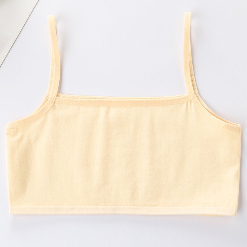3PC reggiseno per ragazze intimo Lingerie bambini adolescenti Adolescente giovane Adolescente 8-12 anni studente cotone doppio ponte tinta unita: beige