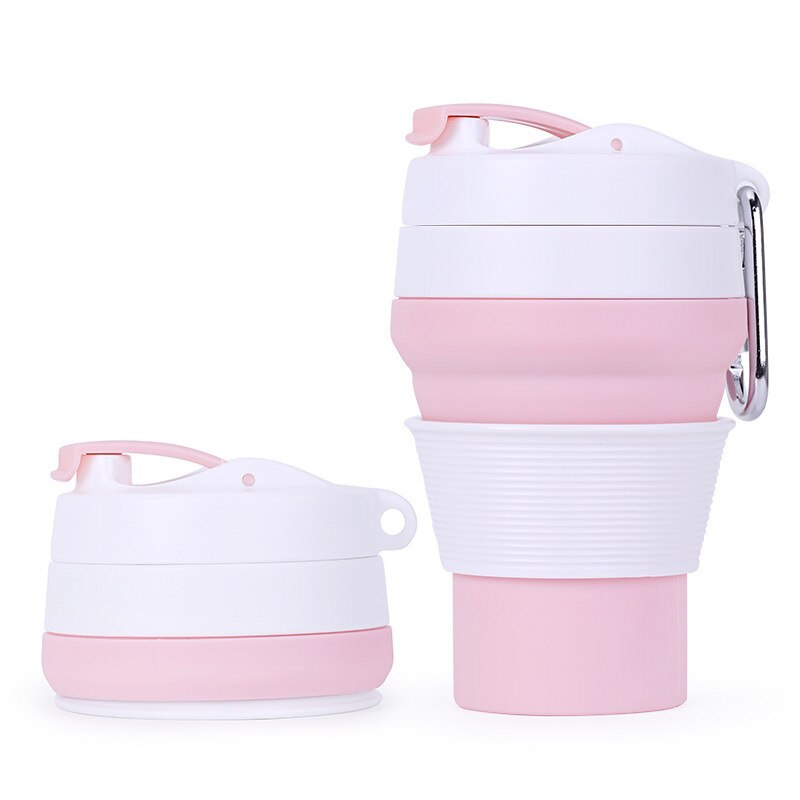 Draagbare Siliconen Kinderen Waterfles Intrekbare Vouwen Koffie Outdoor Reizen Drinken Inklapbare Sport Drinken Ketel: pink