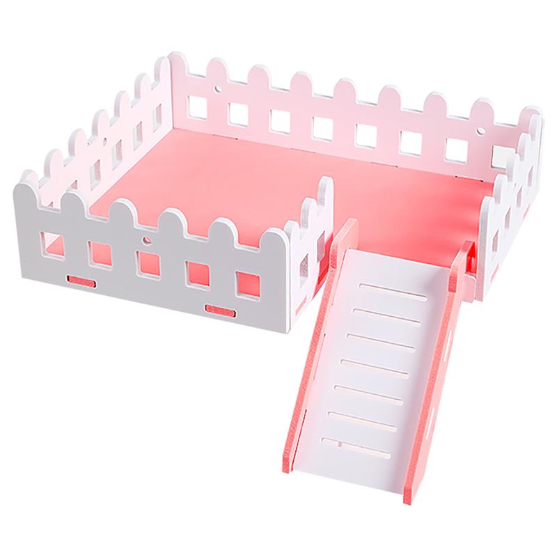 Hamsterkooi platform met poten, houten hamster speelactiviteitenplatform met ladder voor hamster, gerbil, chinchilla