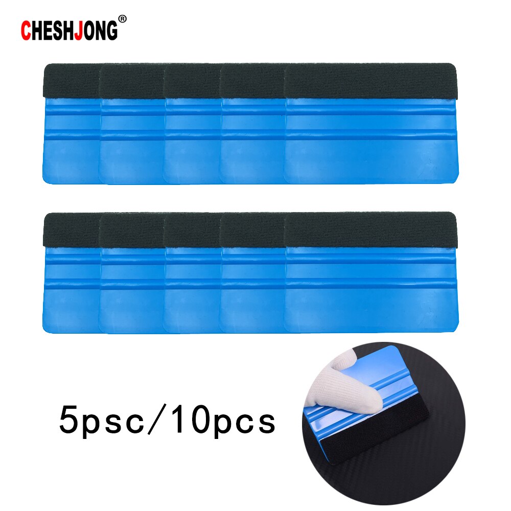 Cheshjong Auto Styling Vinyl Wrap Film Auto Gereedschap Blauw Schraper Rakel Met Vilt Rand Venster Tint Tool Accessoires 5/ 10PCS