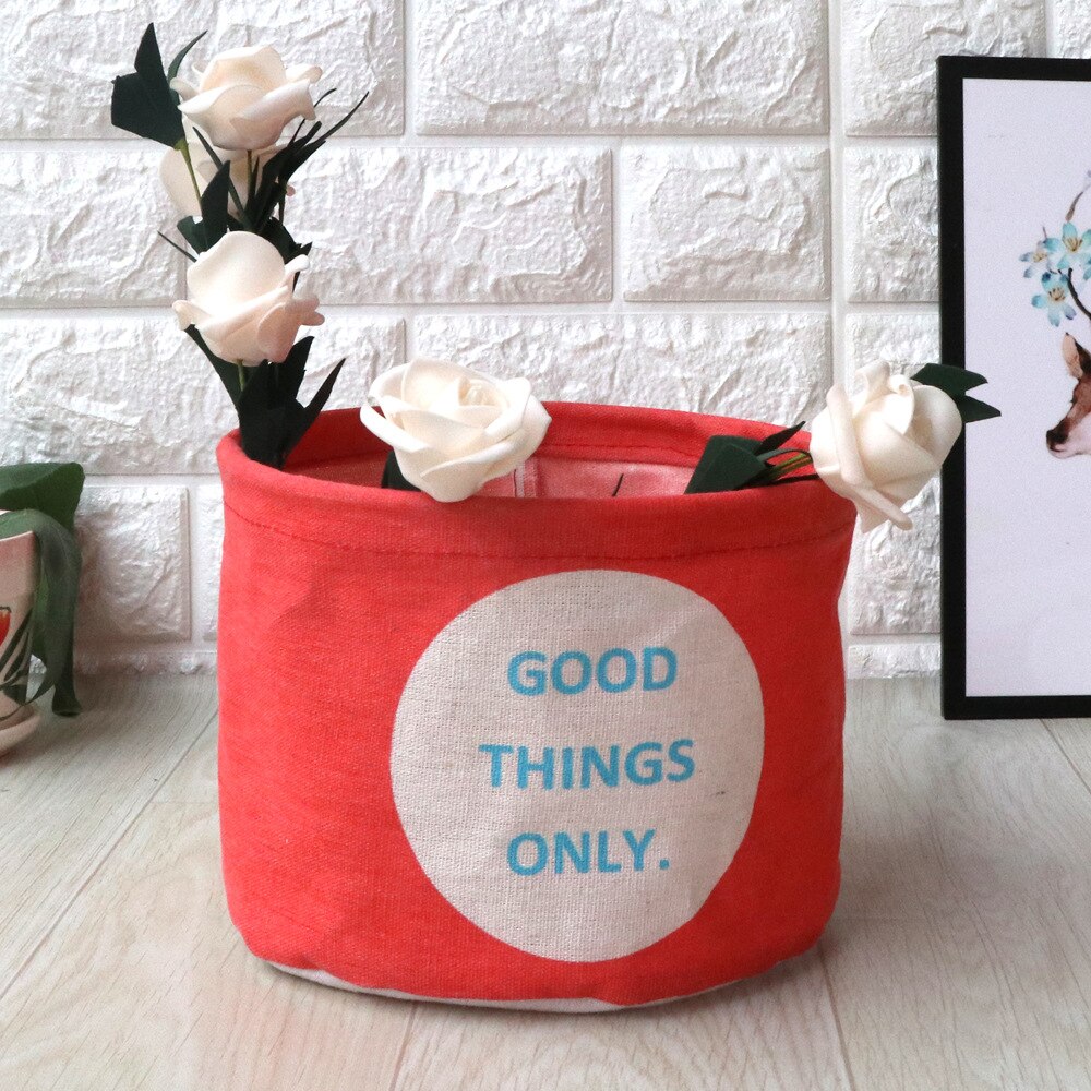 Toy cartoon small storage bucket dirty clothes debris storage basket foldable: Red letters