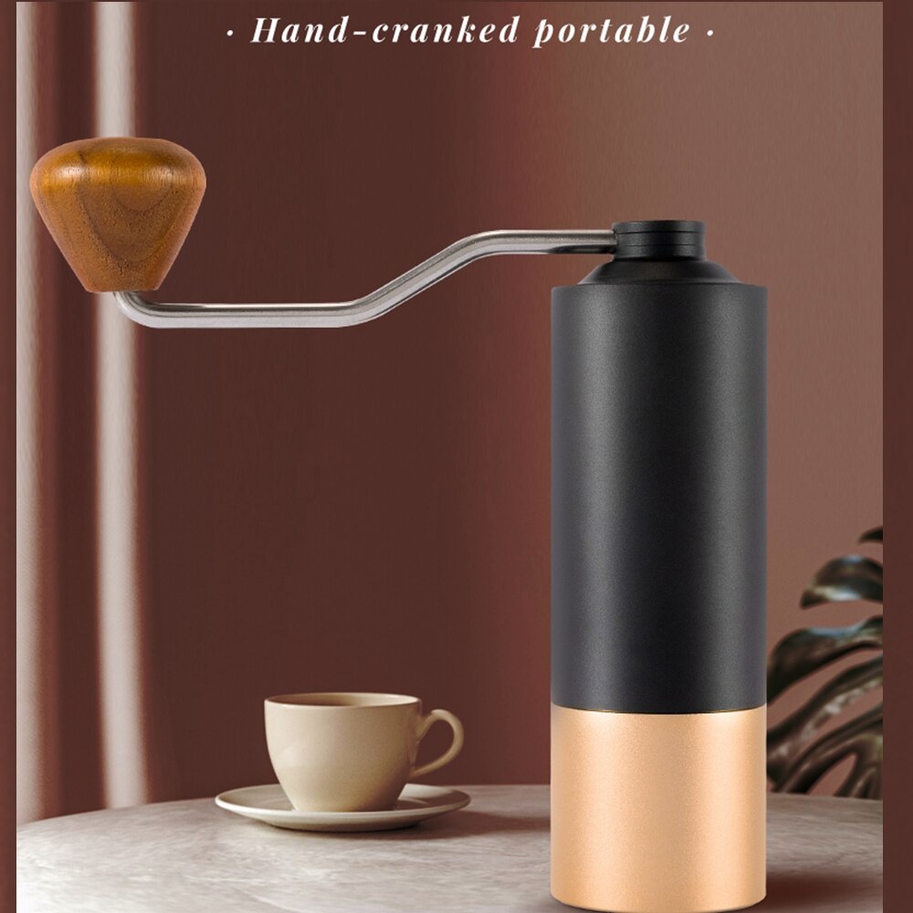 Hand koffiemolen, koffiemolen handleiding met verstelbare conische roestvrijstalen braammolen, ruimte aluminium, handslijpcadeau voor Franse pers, hand gebrouwen, espresso zwart
