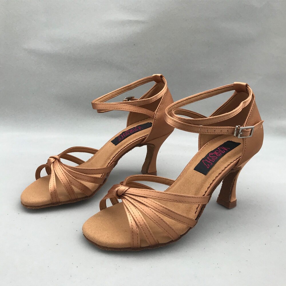Latin dansesko til kvinder salsa sko øve sko behagelige sko  ms6257br 7.5cm hæl høj hæl lav hæl