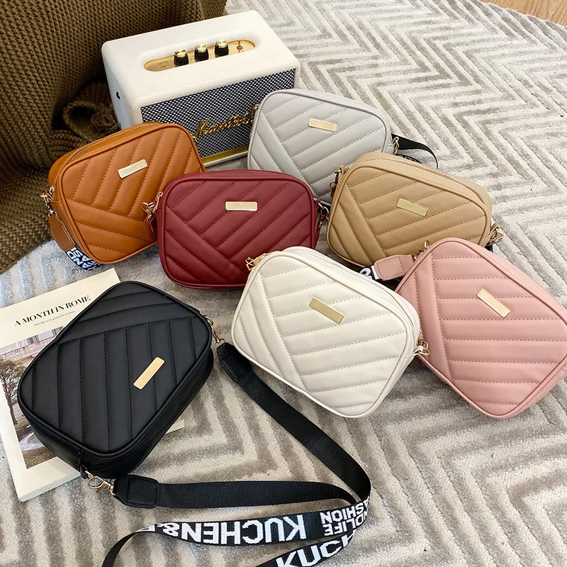Reise Kamera Tasche frauen Kreuz PU Leder Schulter Tasche Rolle Streifen Kamera Tasche Neue Lagerung Taschen Schulter Telefon taschen