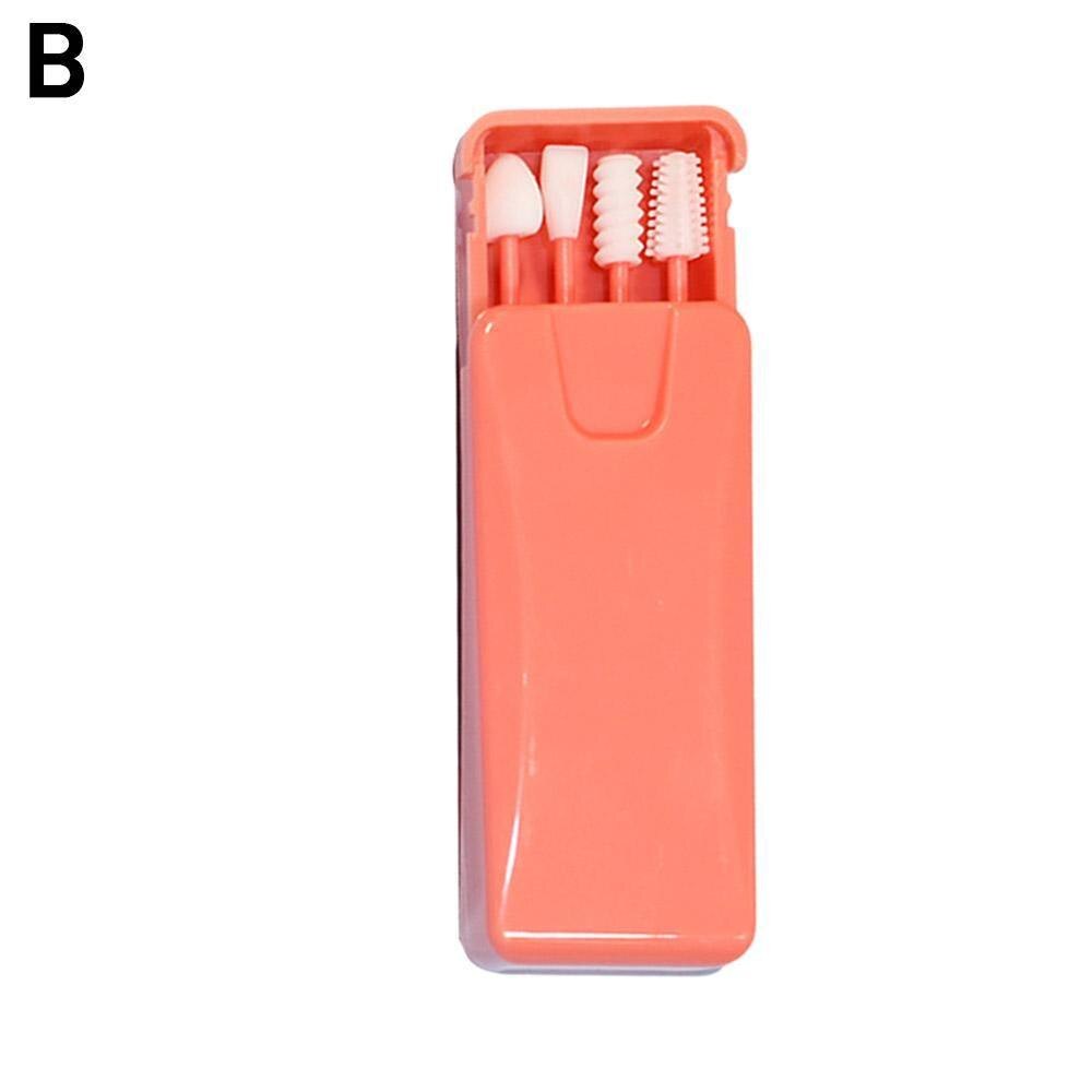 2/4Pcs/box Reusable Cotton Swab Ear Cleaning Cosmetic Silicone Buds Swabs Sticks Double-headed Recycling For Cleaning Makeup: B
