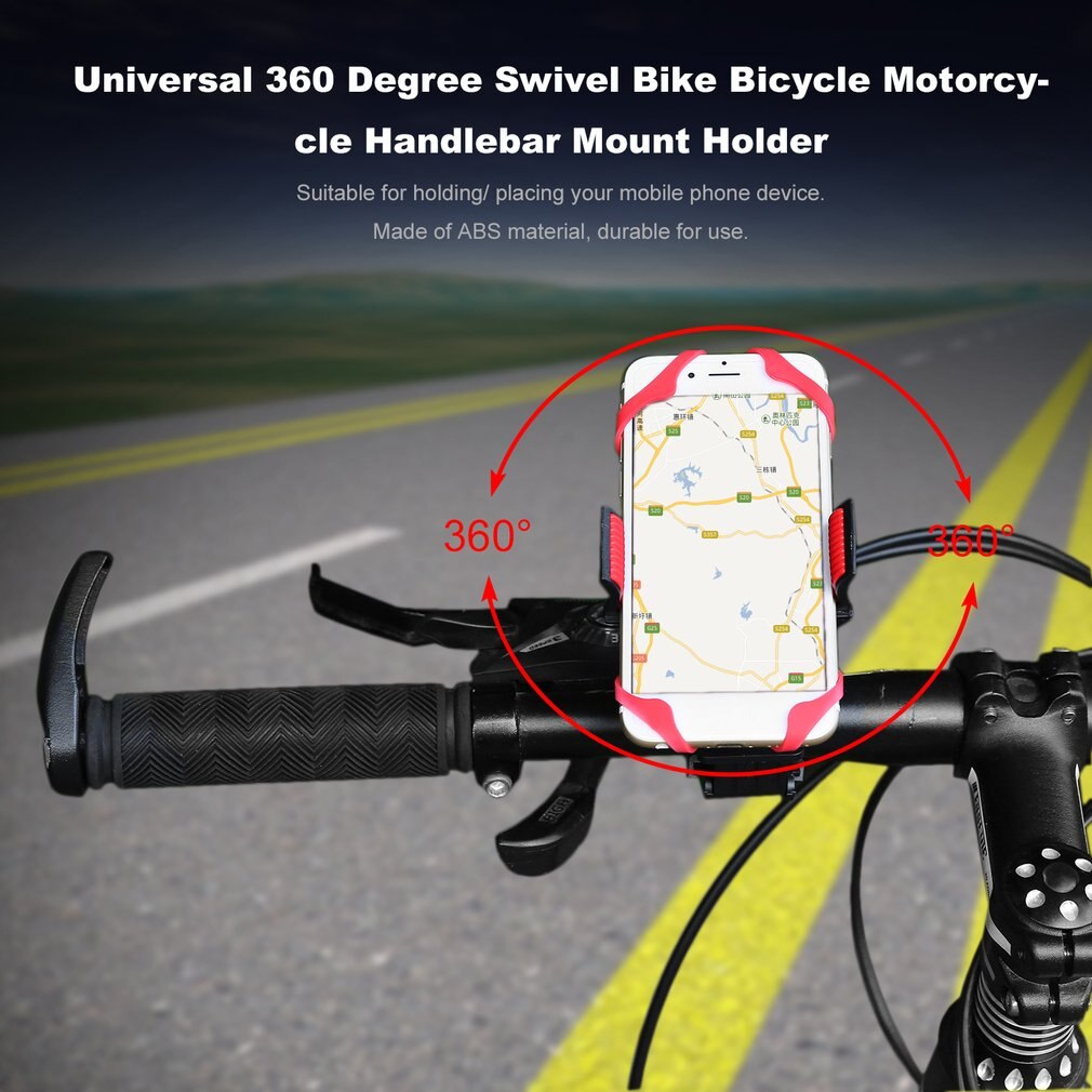 Universal 360 Graden Draaibare Fiets Motorfiets Handlebar Mount Houder Mobiele Telefoon Houder Met Siliconen Ondersteuning Band