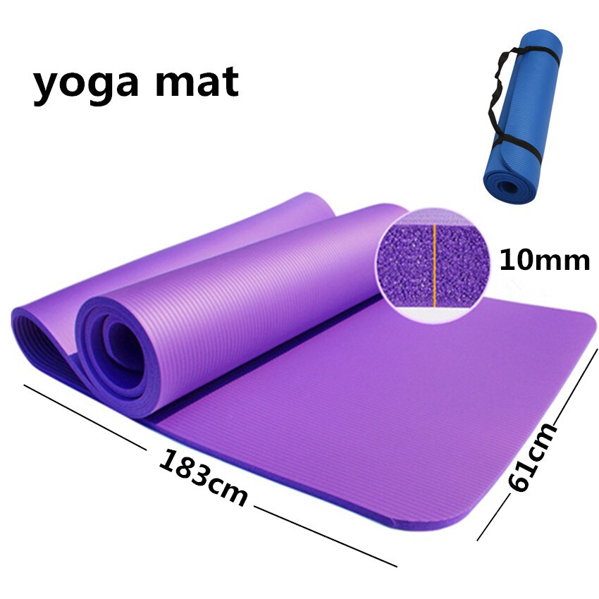 10 millimetri NBR Zerbino Con La Fascia di Resistenza di Forma Fisica di Yoga Pilates Zerbino 183X61cm Non-slip Pad di Spessore Per Palestra All'aperto esercizio di Fitness