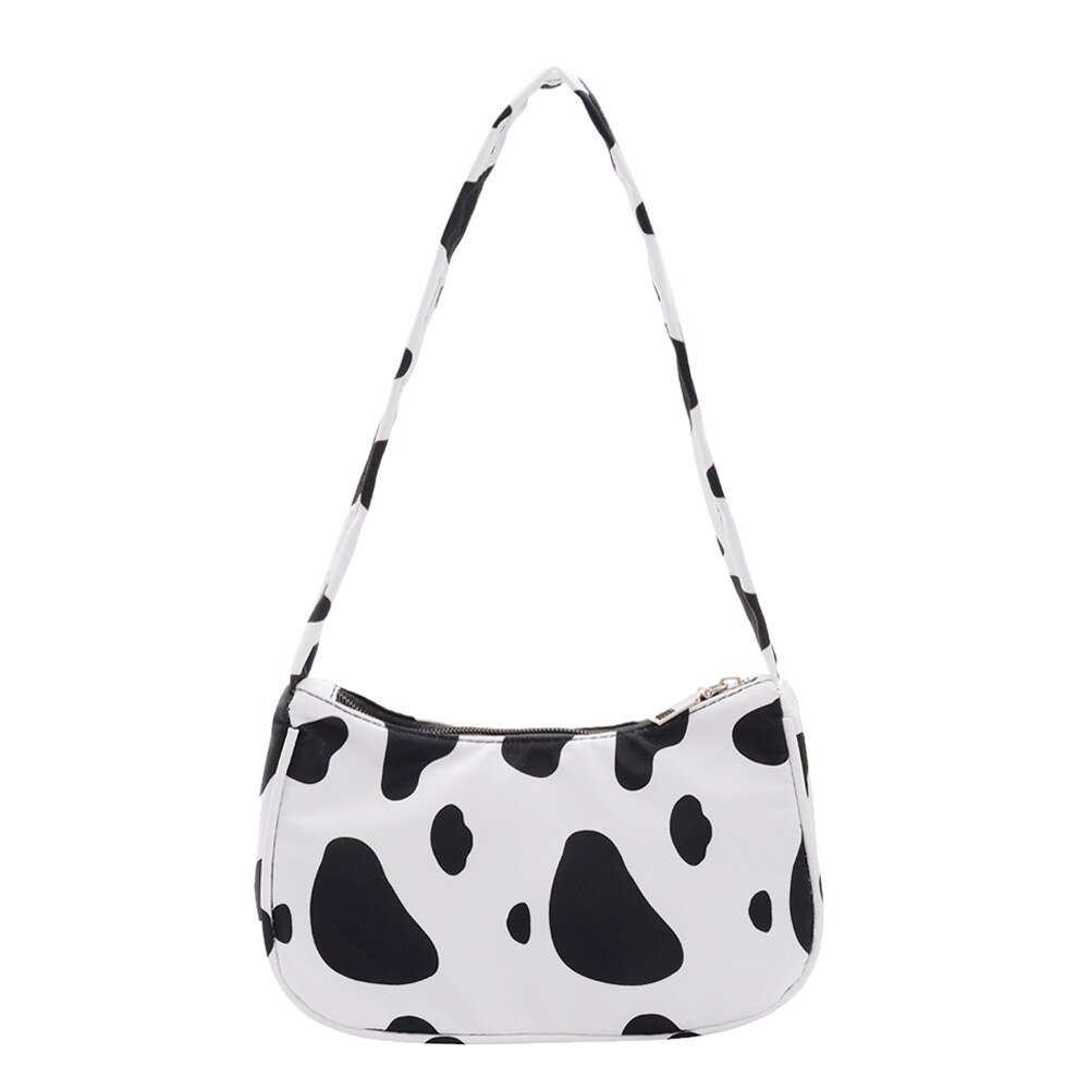 Cow Milk Print Women Handbag Totes Female Casual Underarm Shoulder Bags Popular Simple Female Daily Bag: B