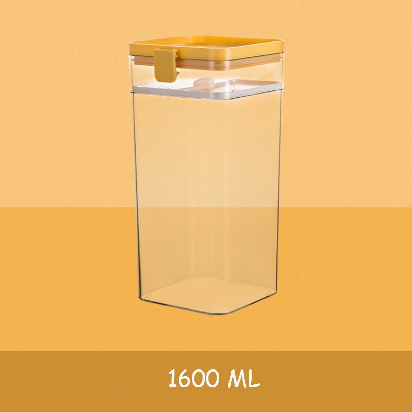 Kitchen Food Storage Sealed Container Airtight Jars with Lid for Storage Seasoning Candies Snack Cereal Pasta Tea Sealed Tank: 1600ML Lemon Yellow