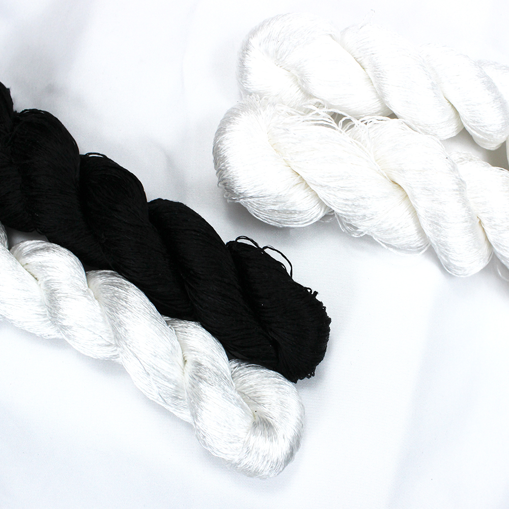 Hilo de seda 100% para bordar a mano, punto de cruz, 400m, negro/Blanco/4 colores puros, 1 unidad