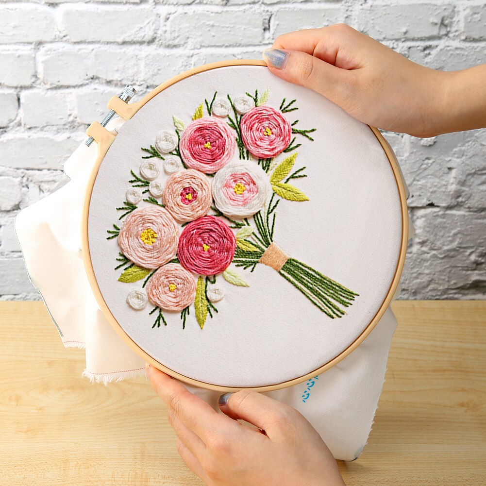 Blossom Patterns Embroidery Needlework Cross Stitch Kits DIY Gypsophila Canvas Embroidery Needlework DIY Framed