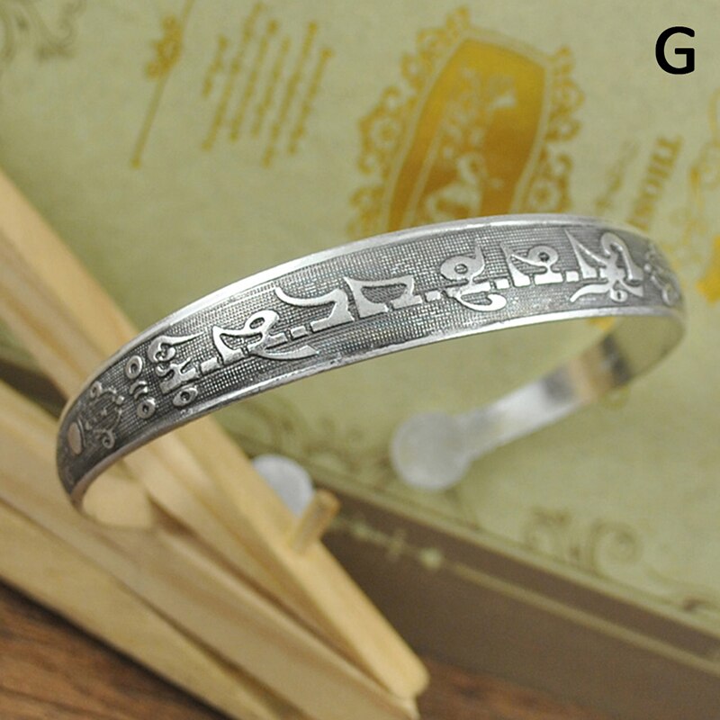 Pulseras de plata tibetanas clásicas para mujer, joyería de plata tibetana, 9 estilos: G
