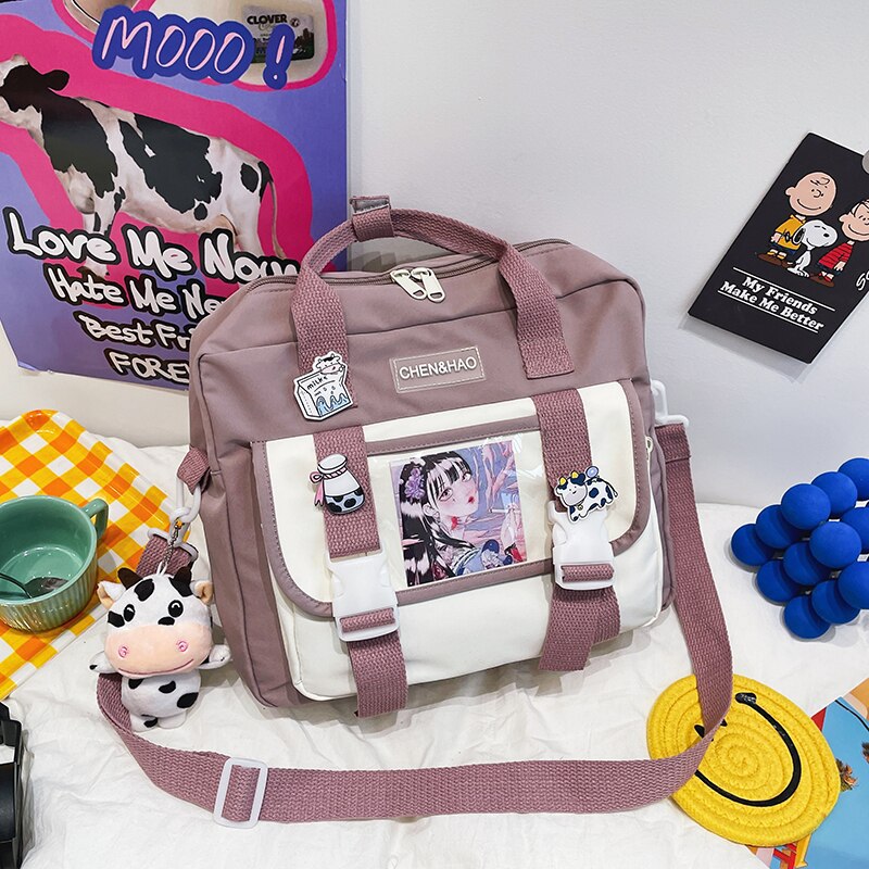 Koreański Student Campus wodoodporny plecak kobiety wielofunkcyjny plecak podróżny 2021 tornistrów dla nastoletnich dziewcząt torba na ramię: FIOLETOWY / Only-Bag