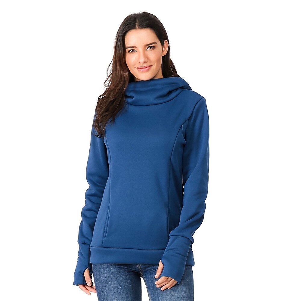 Women's Nursing Pregnant Maternity Long Sleeves Hooded Breastfeeding Hoodie Sweatshirts Nursing Baby Tops Clothes: Blue / 3XL