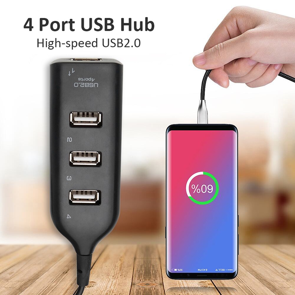 Usb Hub 5Mbps High Speed Multi Usb 2.0 Adapter Expander Duurzaam Praktische Multi-Functionele 4 Poort Computer Splitter