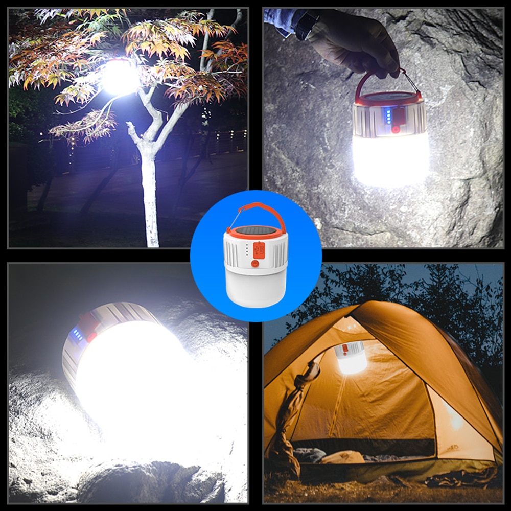Bærbare lanterner 280w 190w solar led campinglys til udendørs telt lampe nødlys usb genopladelig pære  by 5 gear