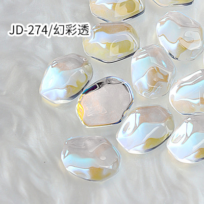 20 piezas brillo Aurora AB ondulación hielo cubo translúcido superficie irregular joya de cristal decoración de uñas diamantes de imitación dijes de manicura: Blanco