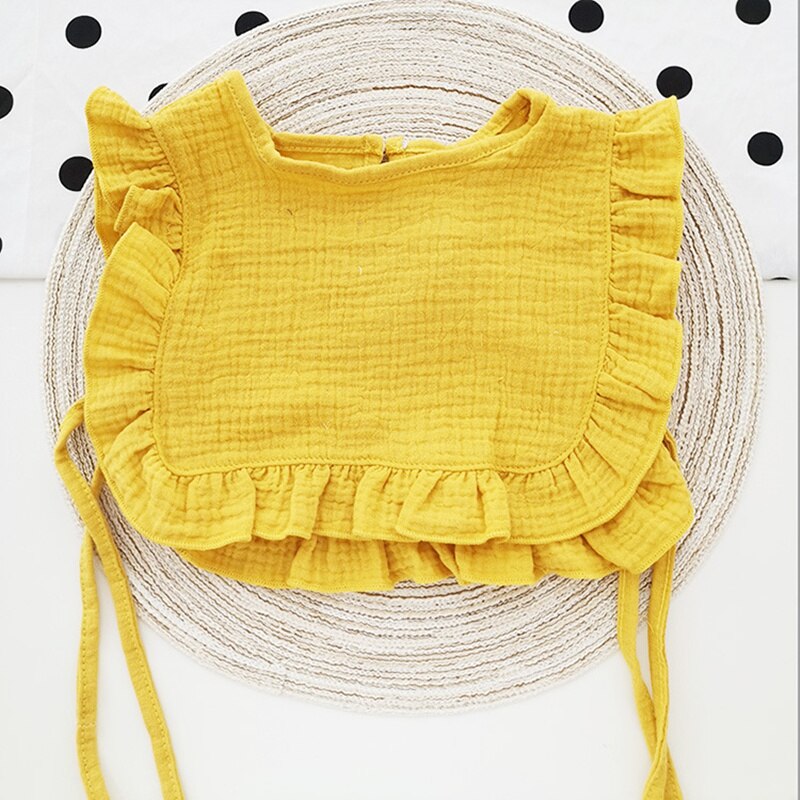 Baby Lätzchen Koreanischen Art Infant Mädchen 100% Baumwolle Rüschen Bib Baby Spucktücher 0-3Year: mustard